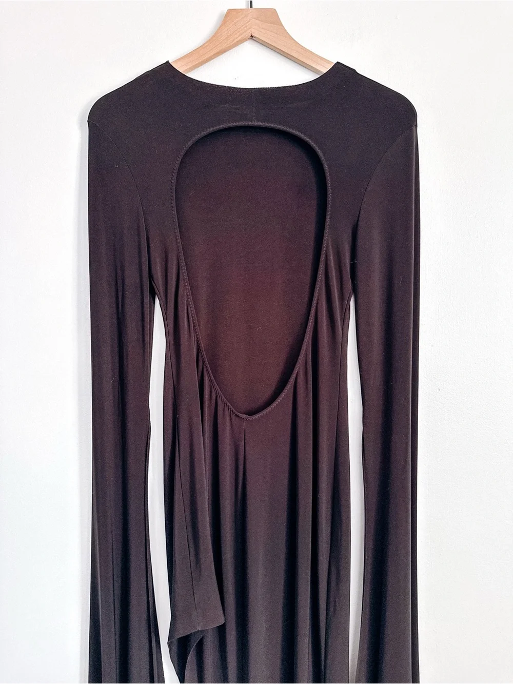 Norma Kamali Black Open Back Maxi Dress Dramatic Sleeve Size S